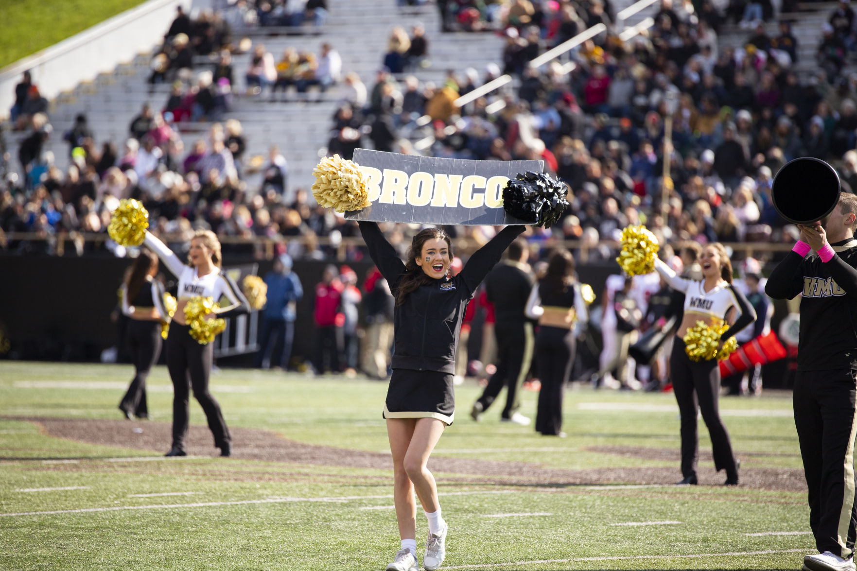 Cheerleader during WMU's Homecoming game.